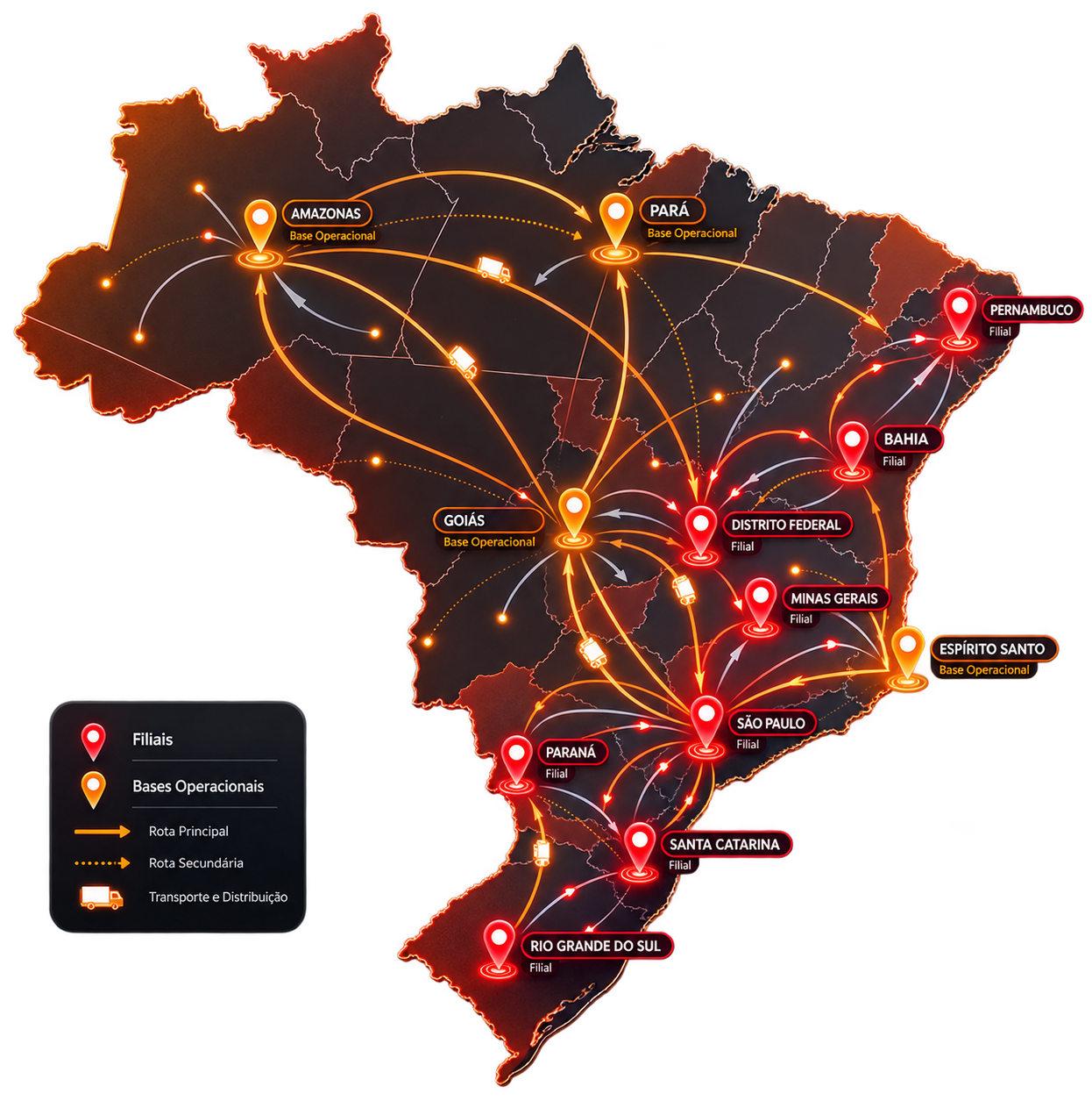 Mapa de operações do Grupo Rápido Paraná